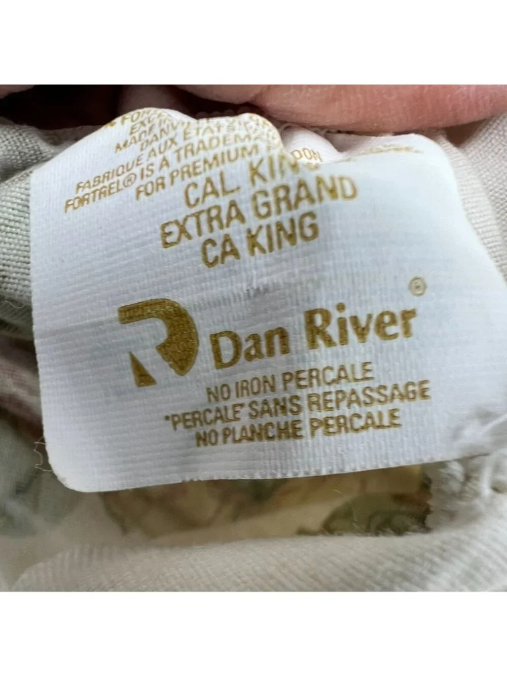 Dan River Cal King Floral Fitted Sheet Beige Green Flower Cotton Blend Bedding